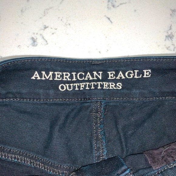 American Eagle high wasted, distressed, stretch, black jean shorts. - Picture 2 of 7
